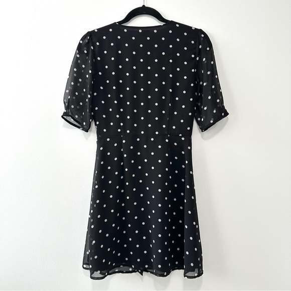 Aritzia Wilfred Button-Front Dress Black & White Polka Dot Sz 0 - Picture 4 of 16